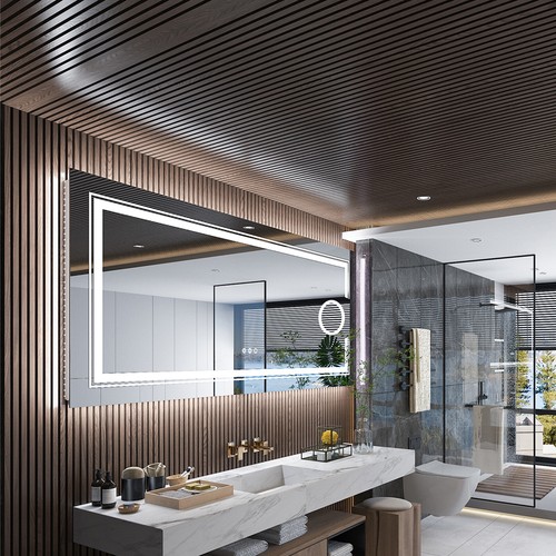 Illuminated bathroom mirror - bathroom,